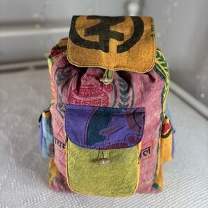 Flying High Backpack Patchwork Reversible Cotton Rice Pack Festival Travel Gift